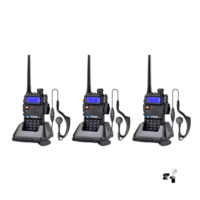 Trio de Handie Baofeng Bibanda Uv5r 8w Uhf Vhf Recargable Manos Libres