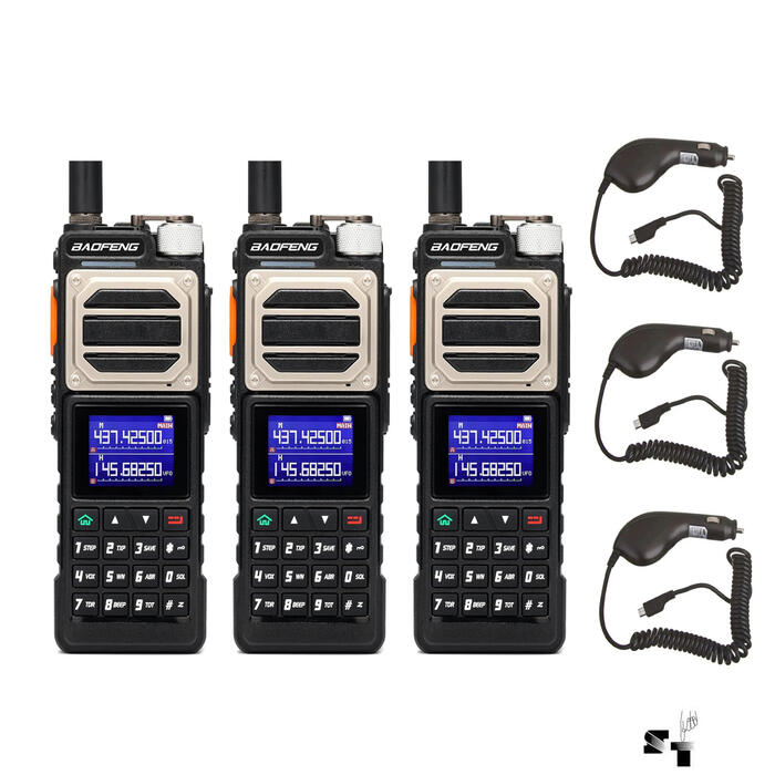 Trio de Handies Baofeng UV-25 10 Watts + 3 Carg. 12 v